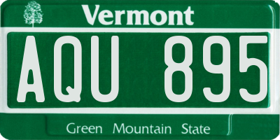 VT license plate AQU895