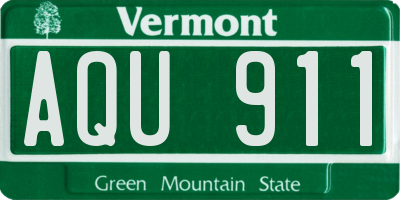VT license plate AQU911