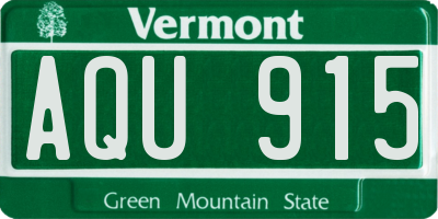 VT license plate AQU915