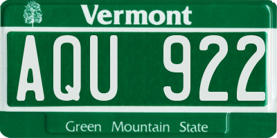 VT license plate AQU922