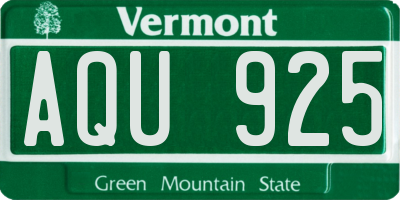 VT license plate AQU925