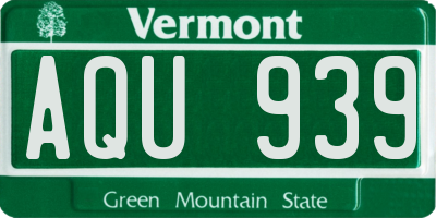 VT license plate AQU939