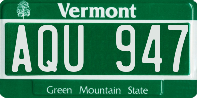 VT license plate AQU947