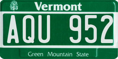 VT license plate AQU952