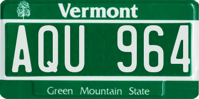VT license plate AQU964