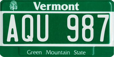 VT license plate AQU987