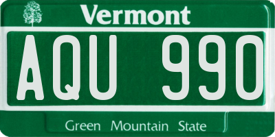 VT license plate AQU990