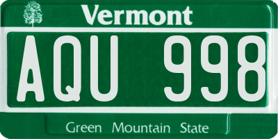 VT license plate AQU998