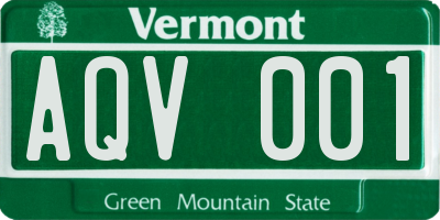 VT license plate AQV001