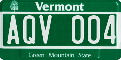 VT license plate AQV004