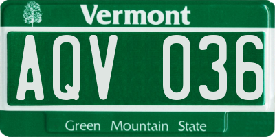 VT license plate AQV036