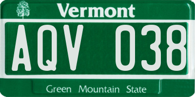 VT license plate AQV038
