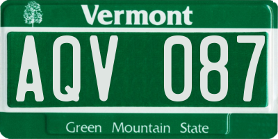 VT license plate AQV087
