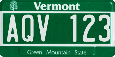 VT license plate AQV123