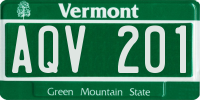 VT license plate AQV201