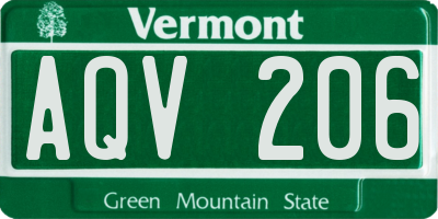 VT license plate AQV206