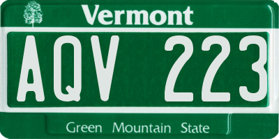 VT license plate AQV223