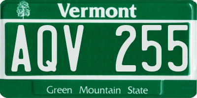 VT license plate AQV255