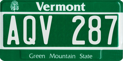 VT license plate AQV287