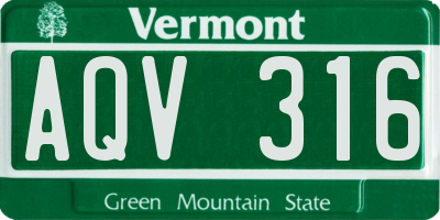 VT license plate AQV316
