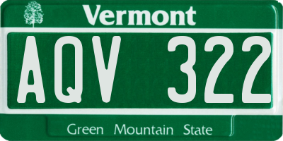 VT license plate AQV322