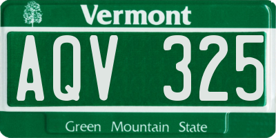 VT license plate AQV325