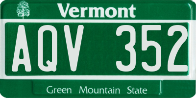 VT license plate AQV352
