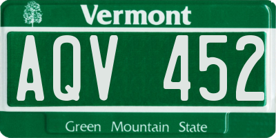 VT license plate AQV452