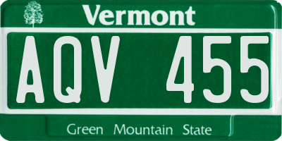 VT license plate AQV455