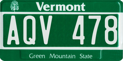 VT license plate AQV478