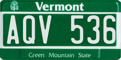 VT license plate AQV536
