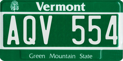 VT license plate AQV554