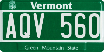 VT license plate AQV560