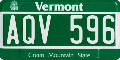 VT license plate AQV596