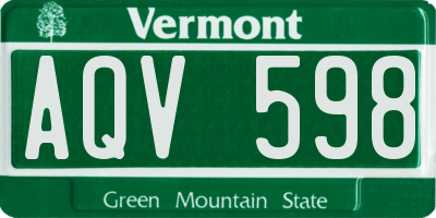 VT license plate AQV598