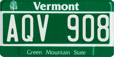 VT license plate AQV908