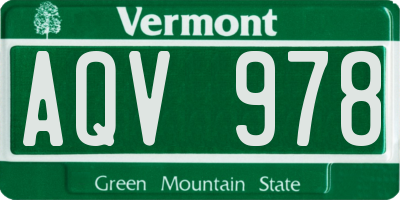 VT license plate AQV978