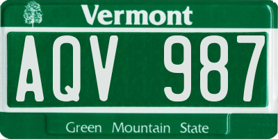 VT license plate AQV987