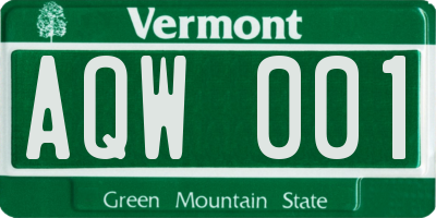 VT license plate AQW001