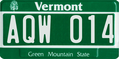 VT license plate AQW014