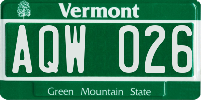 VT license plate AQW026