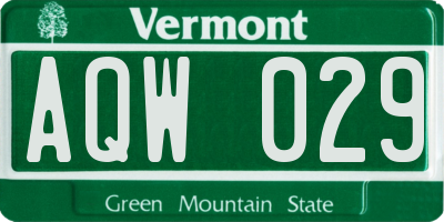 VT license plate AQW029