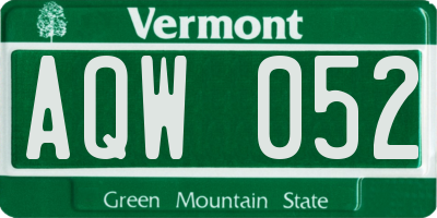 VT license plate AQW052