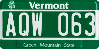 VT license plate AQW063