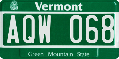 VT license plate AQW068