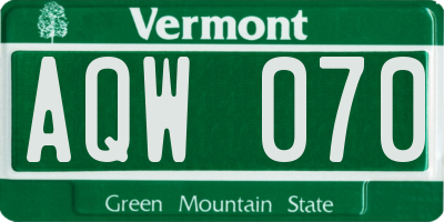 VT license plate AQW070
