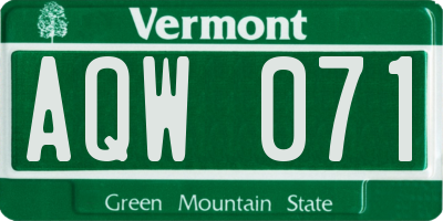 VT license plate AQW071