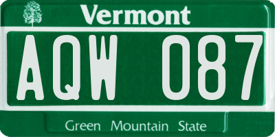 VT license plate AQW087