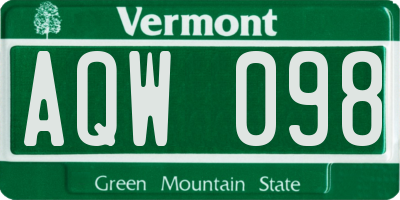 VT license plate AQW098