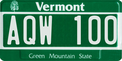 VT license plate AQW100